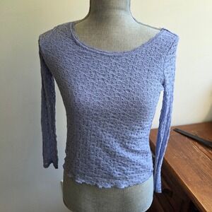 Eyeshadow Girls Vintage Y2K Fairy Ethereal Lace Long Sleeve Top Periwinkle XL/XS